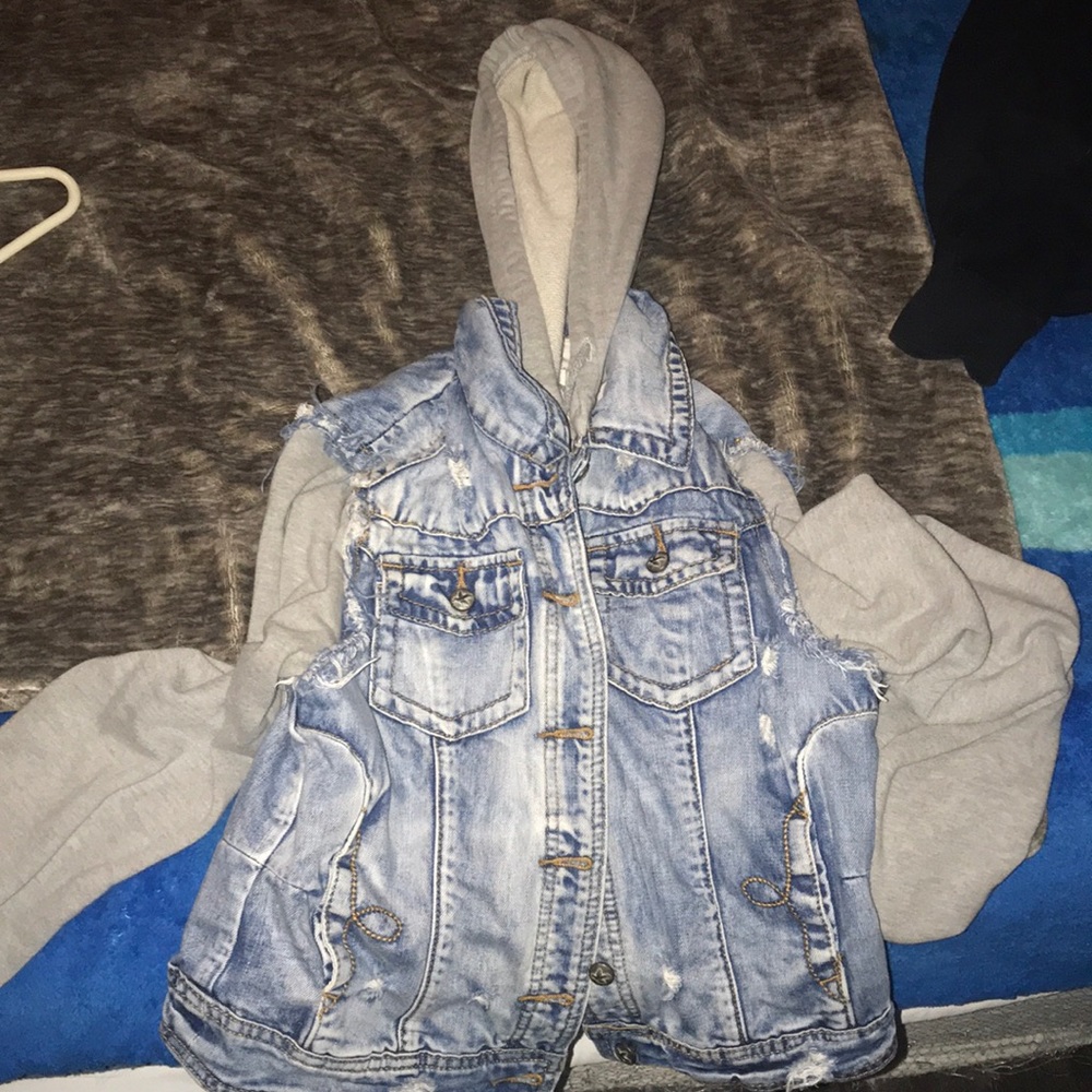 Ripped jean jacket w/ detachable hood